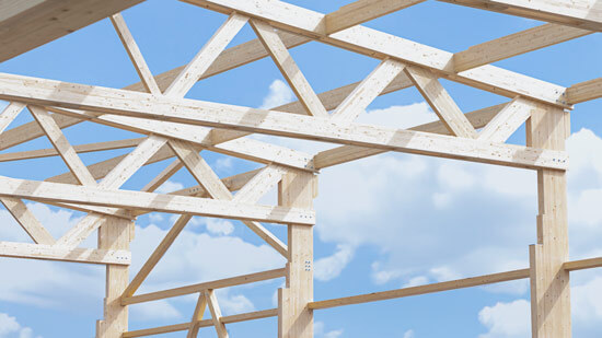 Halle mit Tragkonstruktion aus Holz
